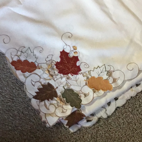 None Other - Fall Thanksgiving Embroidered Cutwork Tablecloth